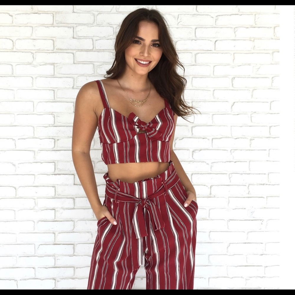 Red stripe crop top